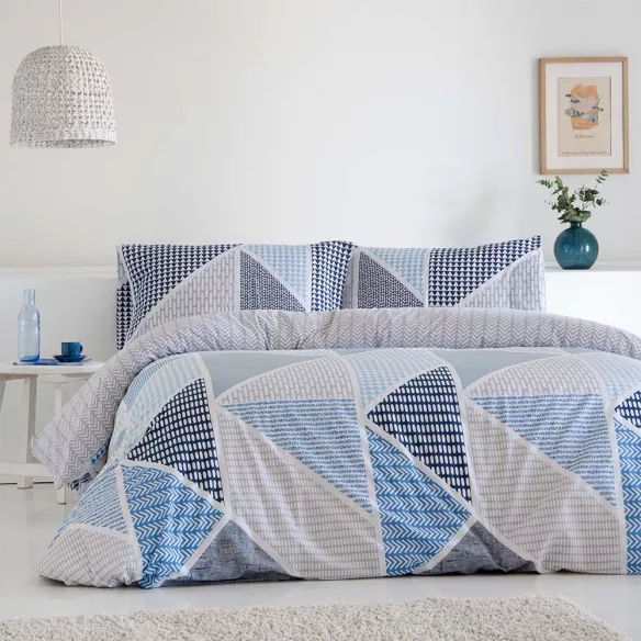 funda edredón azul algodón poliéster