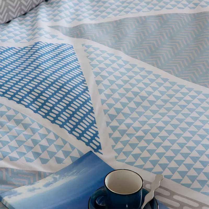 funda nórdica cierre botones azul reversible