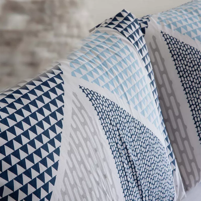 funda edredón algodón poliéster azul reversible
