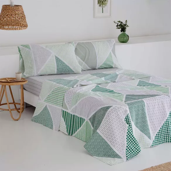 juego de sábanas verde algodón poliéster
