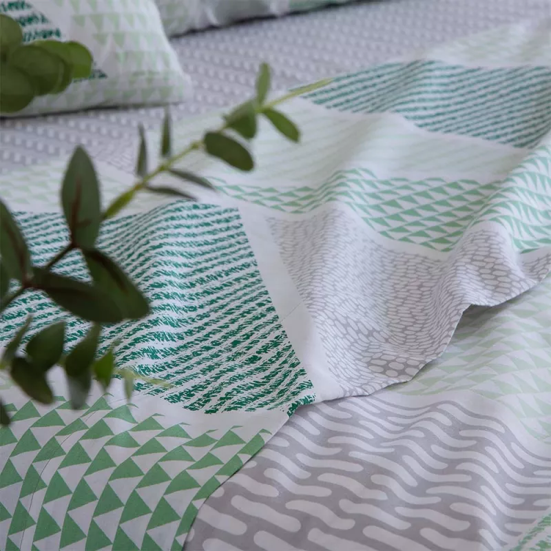 COTTON ARTEAN  - Juego de sábanas modelo geka verde