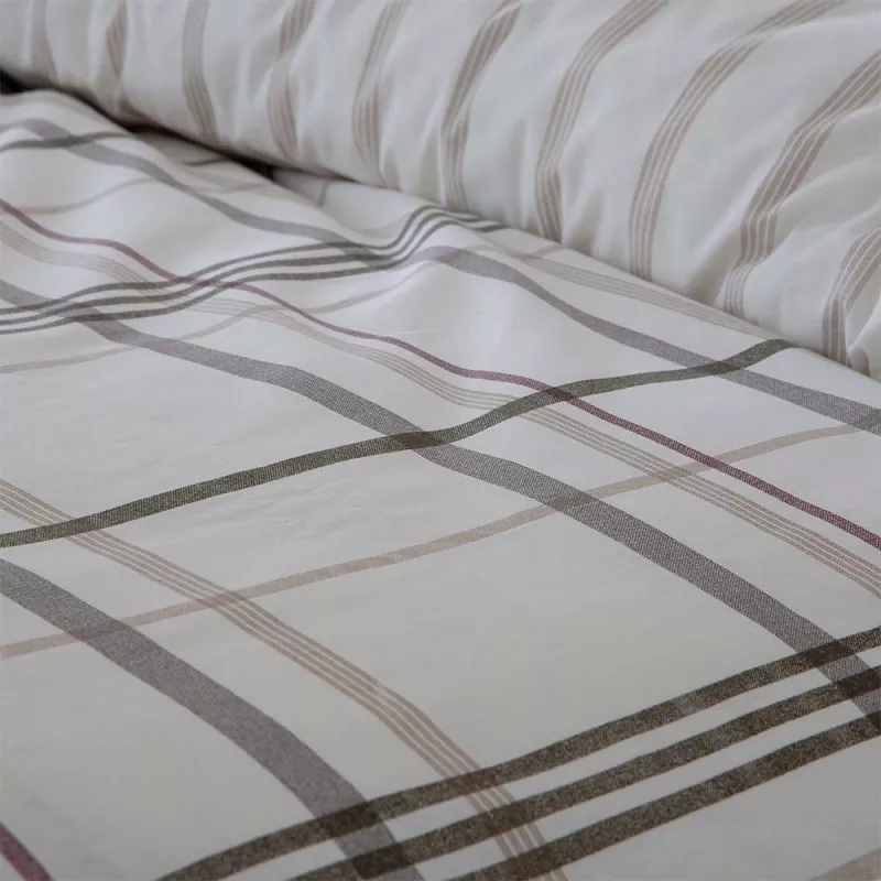 funda edredón nórdico cuadros beige juvenil