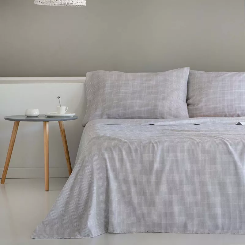 juego de cama gris satén algodón 200 hilos