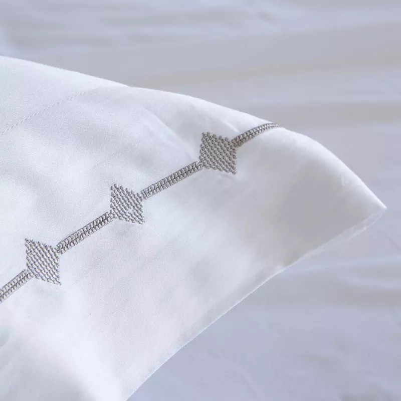 Juego de sábanas bordado satén algodón egipcio blanco 300 hilos