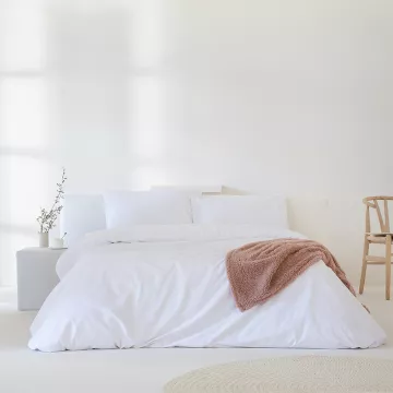 funda edredón nórdico liso blanco percal algodón 200 hilos 2