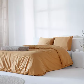 Funda edredón nórdico ocre liso percal 200 hilos