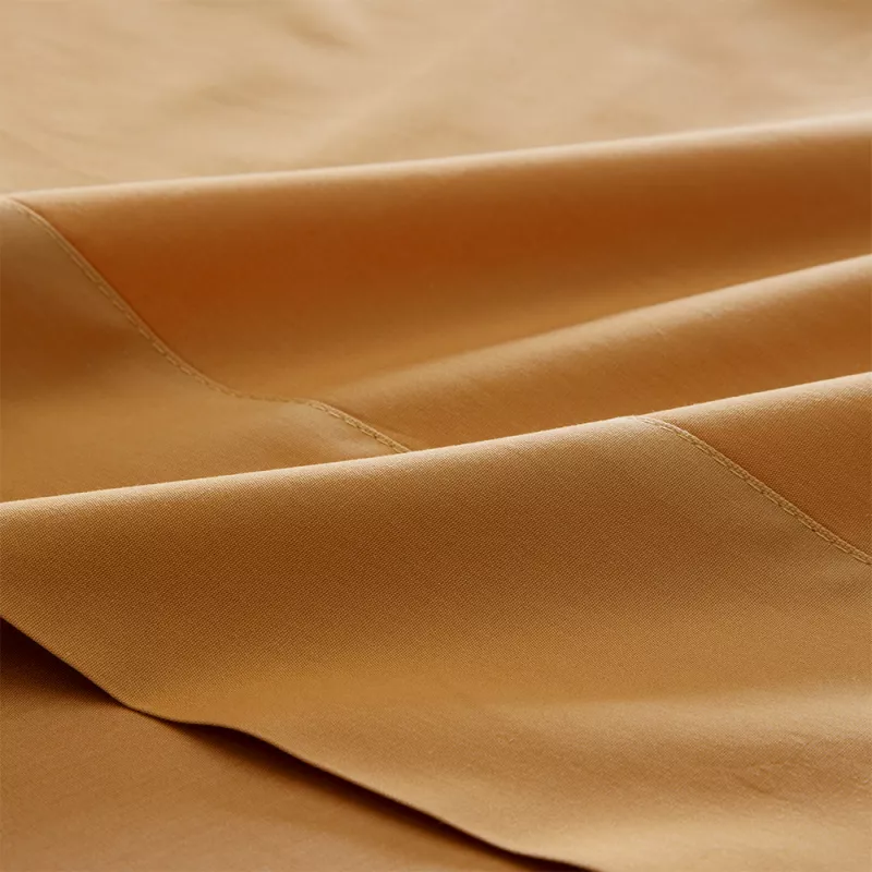 juego de sábanas ocre liso percal algodón 200 hilos