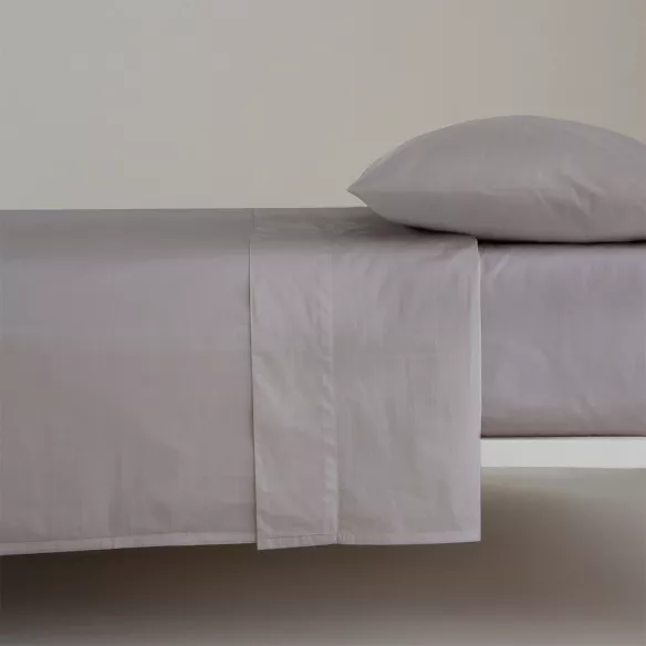 juego de cama sábanas liso gris algodón percal 200 hilos