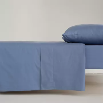 juego de sábanas liso azul percal algodón 200 hilos 2