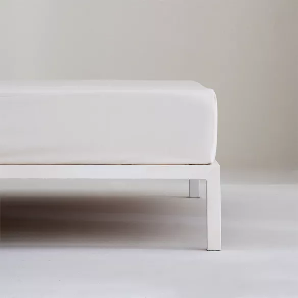 sábana bajera ajustable beige percal algodón 200 hilos