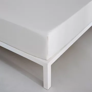 sábana bajera ajustable beige percal algodón 200 hilos 2