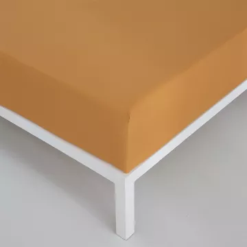 sábana bajera ajustable ocre naranja liso cuatro puntos ajuste 2