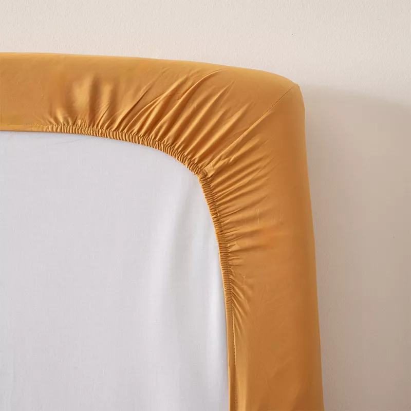 sábana bajera ajustable ocre percal algodón 200 hilos