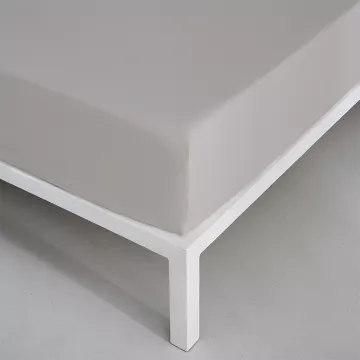 sábana bajera ajustable gris percal algodón 200 hilos 2