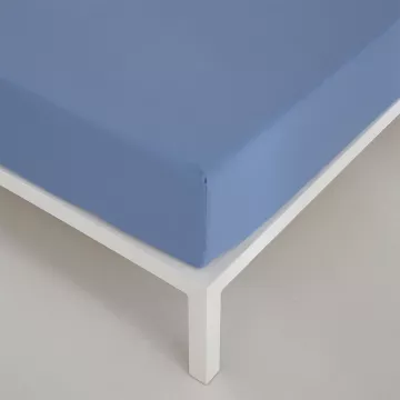 sábana bajera ajustable azul percal algodón 200 hilos 2