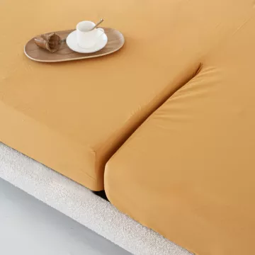sábana bajera camas dobles articuladas ocre naranja percal algodón 200 hilos 2