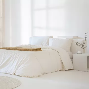 funda edredón nórdico beige percal algodón 200 hilos