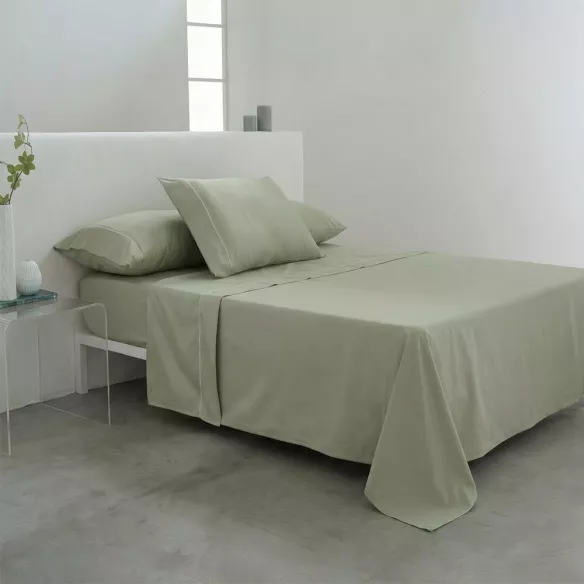 juego de cama satén algodón egipcio verde 300 hilos