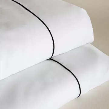 juego de sábanas satén 300 hilos algodón egipcio blanco con filo negro 2