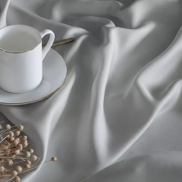 funda nórdica satén algodón egipcio 300 hilos gris perla