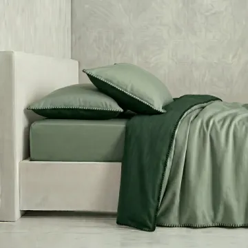 COTTON ARTEAN - Funda nórdica Harria Verde reversible percal algodon 200 HILOS