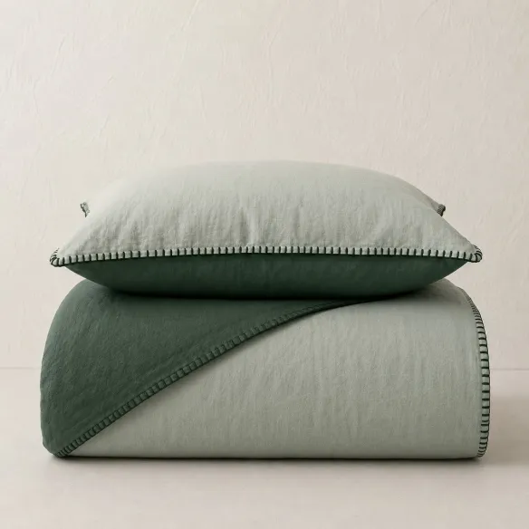 COTTON ARTEAN - Funda nórdica Harria Verde reversible percal algodon 200 HILOS