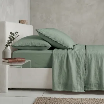 COTTON ARTEAN  - Juego de sábanas modelo HARRIA Verde. Percal algodón 200 hilos.
