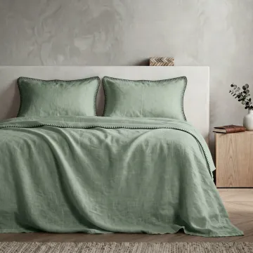 COTTON ARTEAN  - Juego de sábanas modelo HARRIA Verde. Percal algodón 200 hilos. 2