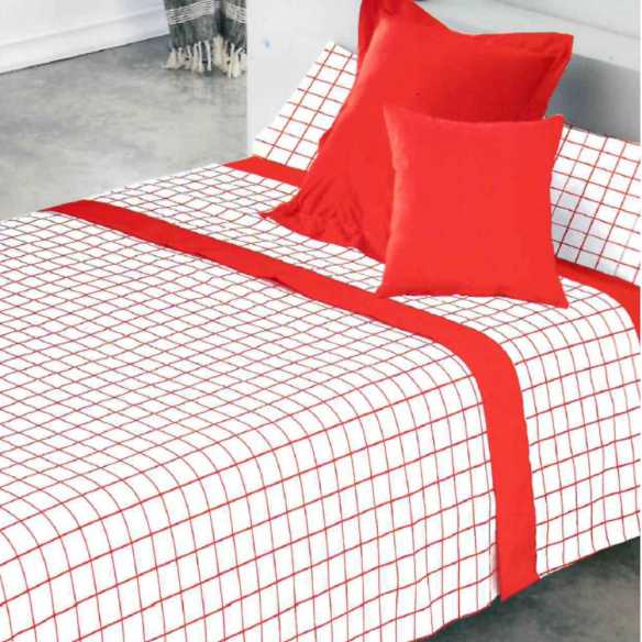 sabana rojo y blanco cuadros barata