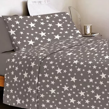 juego de sabanas gris estrellas algodon 2