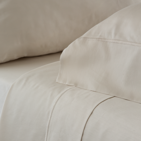COTTON ARTEAN - Juego de sábanas SATÉN ALGODÓN EGIPCIO BEIGE