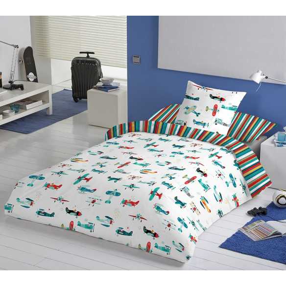 funda nordica infantil avioncitos multicolor