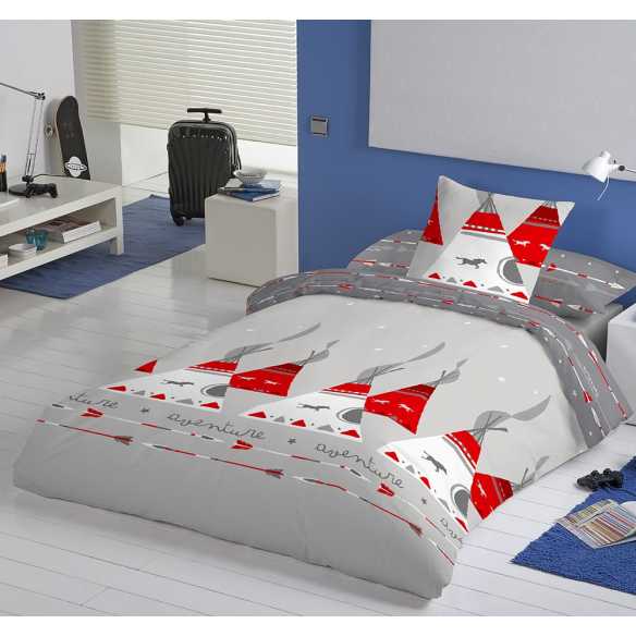 funda nordica infantil indios sioux gris